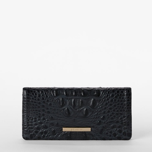 BRAHMIN Ady Slim Wallet Croc Embossed Continental Leather Black Melbourne $145 - Picture 13 of 13